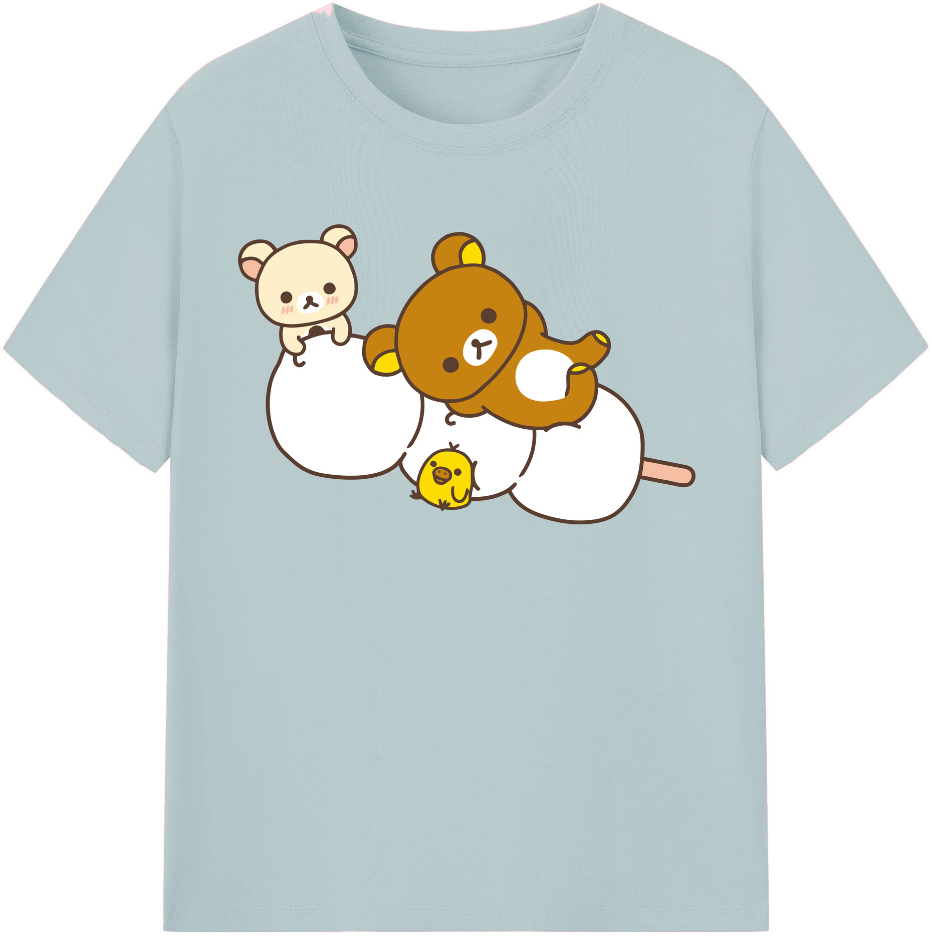 （画像用） リラックマ リラックマ キイロイトリ Rilakkuma Korilakkuma Kiiroitori 綿100％半袖Tシャツ（フロントプリント）